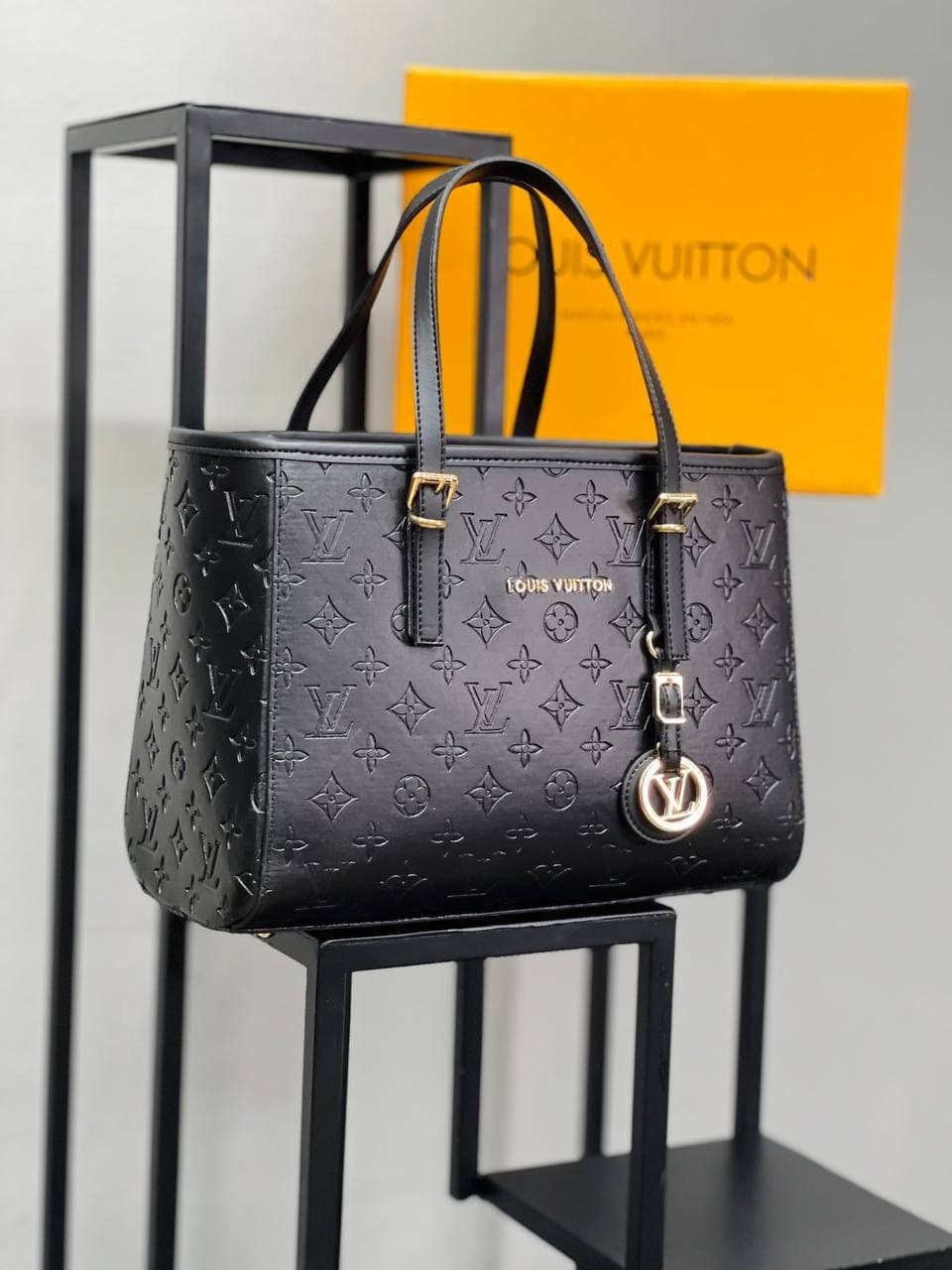 Sac à main de Luxe Fourre Tout en Cuir PU Noir pour Femme