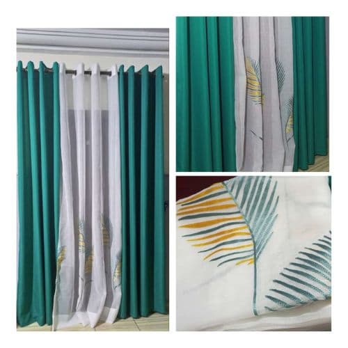 Ensemble de Rideaux de Maison Vert 3 Pièces